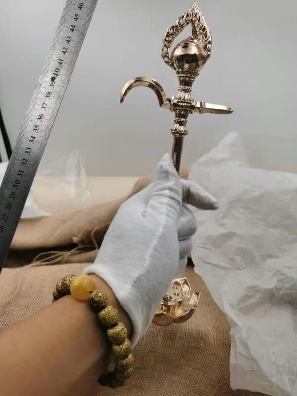 【修縁堂】密教法具 准提金剛勾 精密金属彫り 真鍮製 vajra 26cm