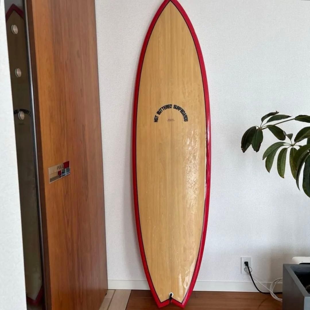HOT BUTTERED SURFBOARDS ロングボード 赤/ナチュラル