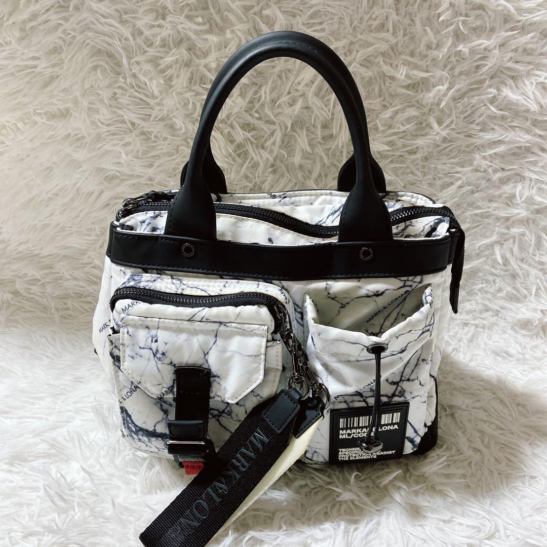近年モデル⭐️マークアンドロナ　CODE カートバッグ 大理石模様　ゴルフ　白　黒