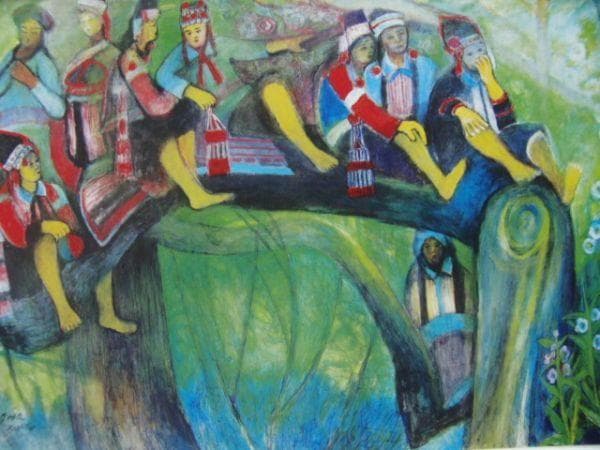 入江一子【緑陰】希少画集画、状態良好、新品高級額装付