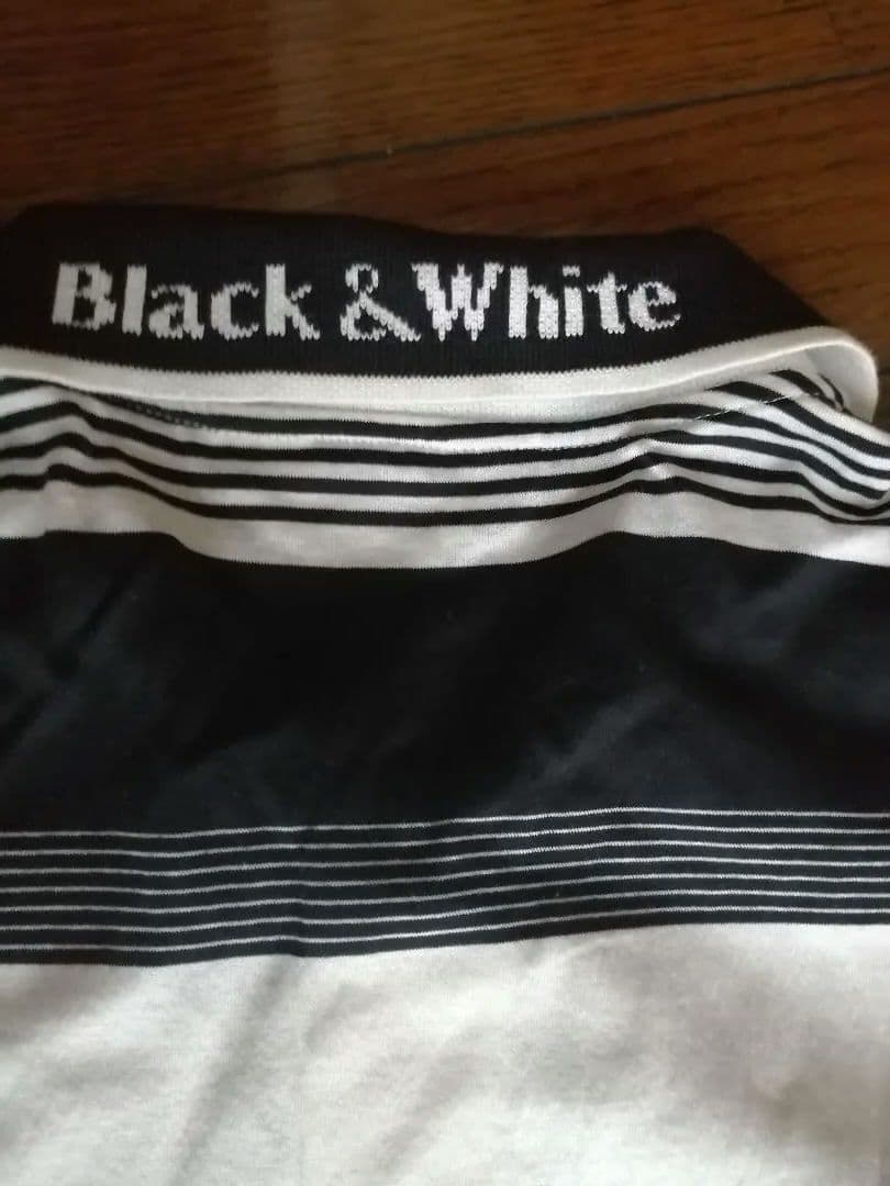 Black & White ストライプ ポロシャツ