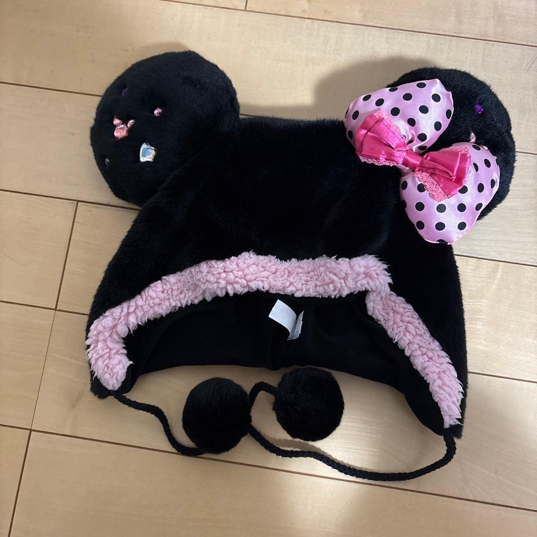 ディズニーミニーファンキャップブラックピンク