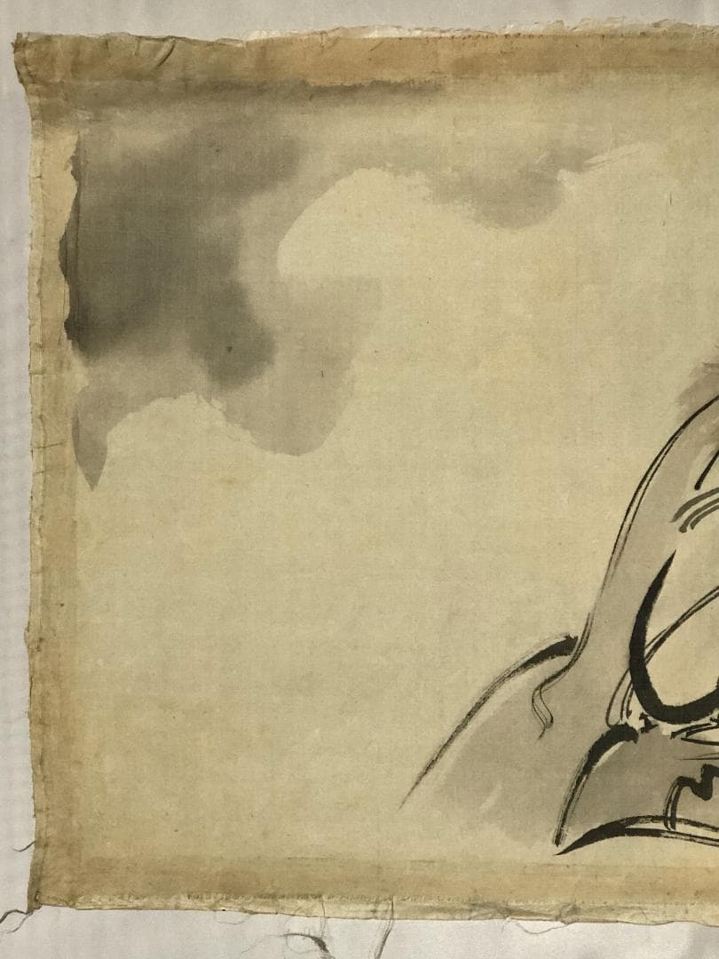 【 狩野昌運（季信）鍾馗図 】 絹本墨画淡彩 捲り 旧家所蔵