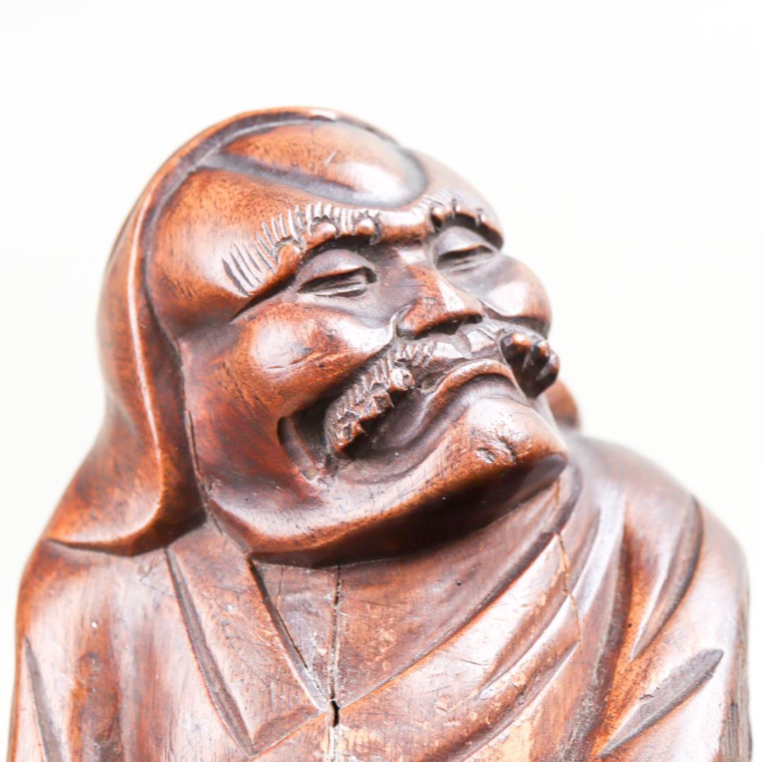 一刀彫 木彫 達磨大師 23cm 置物