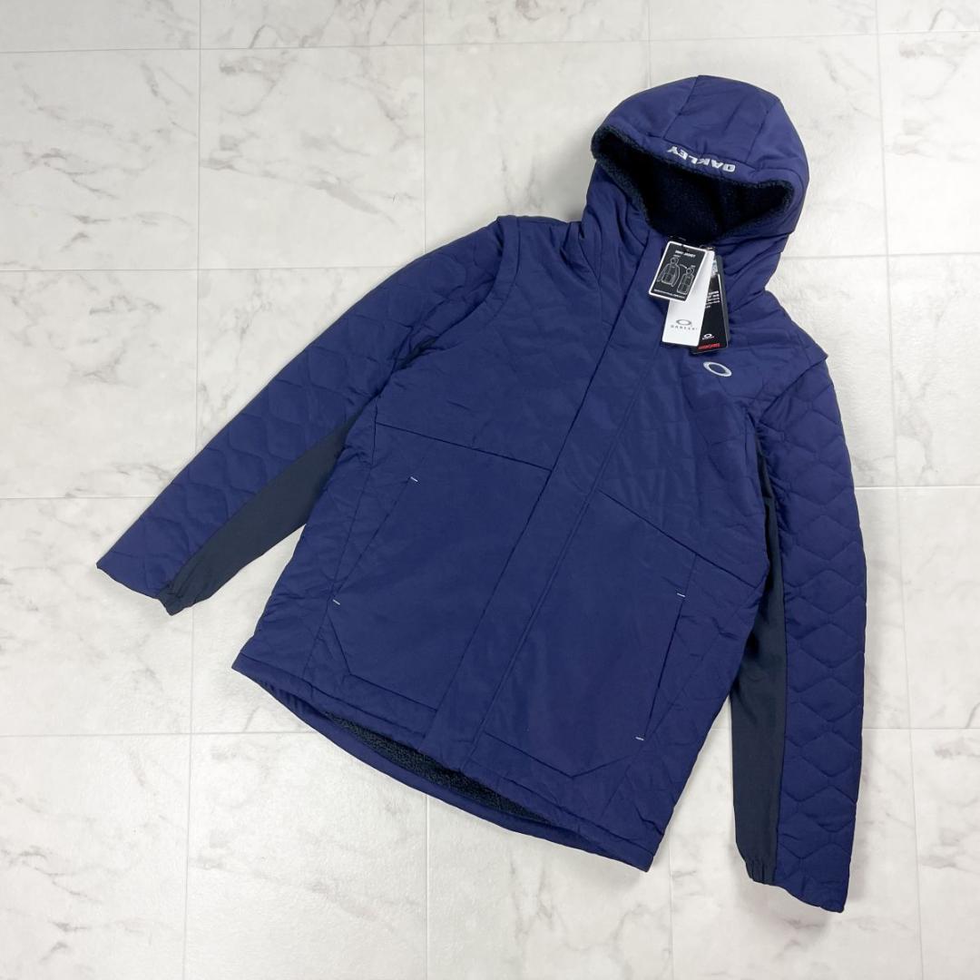新品 OAKLEY 中綿2wayジャケット ゴルフウェア 紺 2XL*JD232