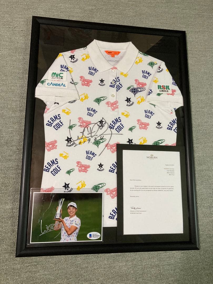 《極貴重》2019全英女子OP優勝　渋野日向子プロサイン入りウェア支給品　額入