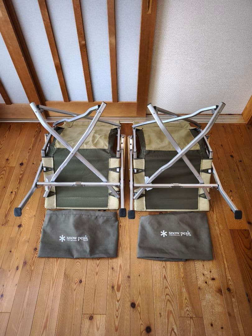 スノーピーク ローチェア30 カーキ2脚セット 生地張替え美品